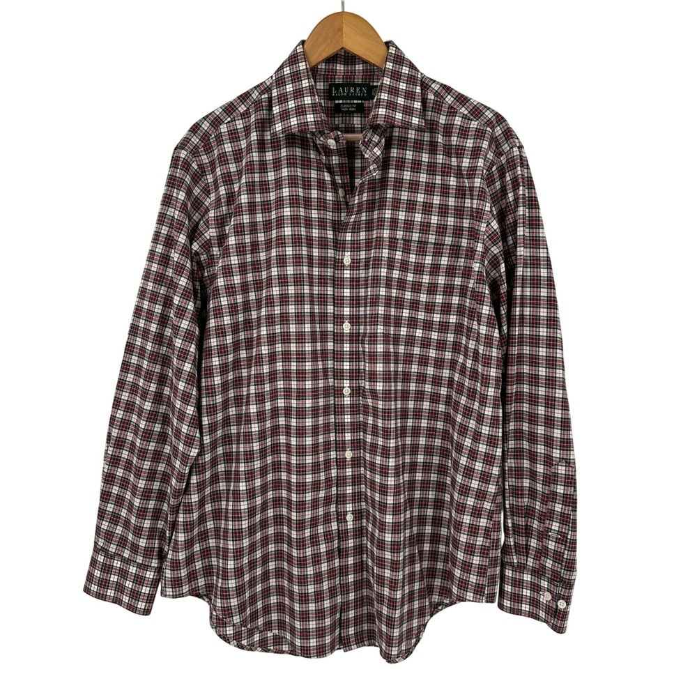 Lauren Ralph‎ Lauren Classic Fit Non Iron Plaid Dress Shirt 16 1/2 34/35